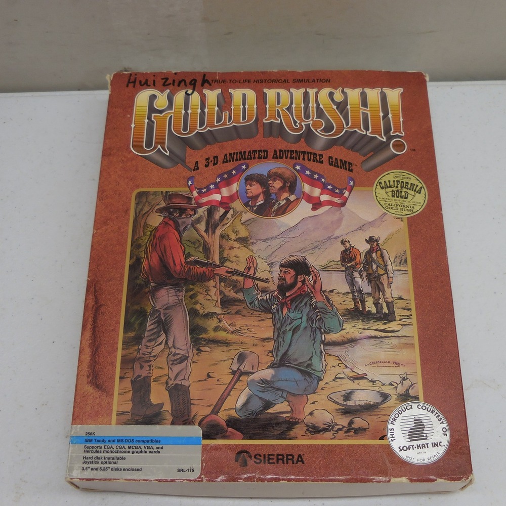 Sierra Gold Rush! VTG 1988 PC IBM MS-DOS Complete Big Box Game Floppy Disks Map